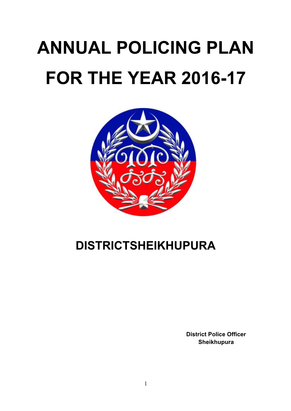 Annual Policing Plan for the Year 2016-17