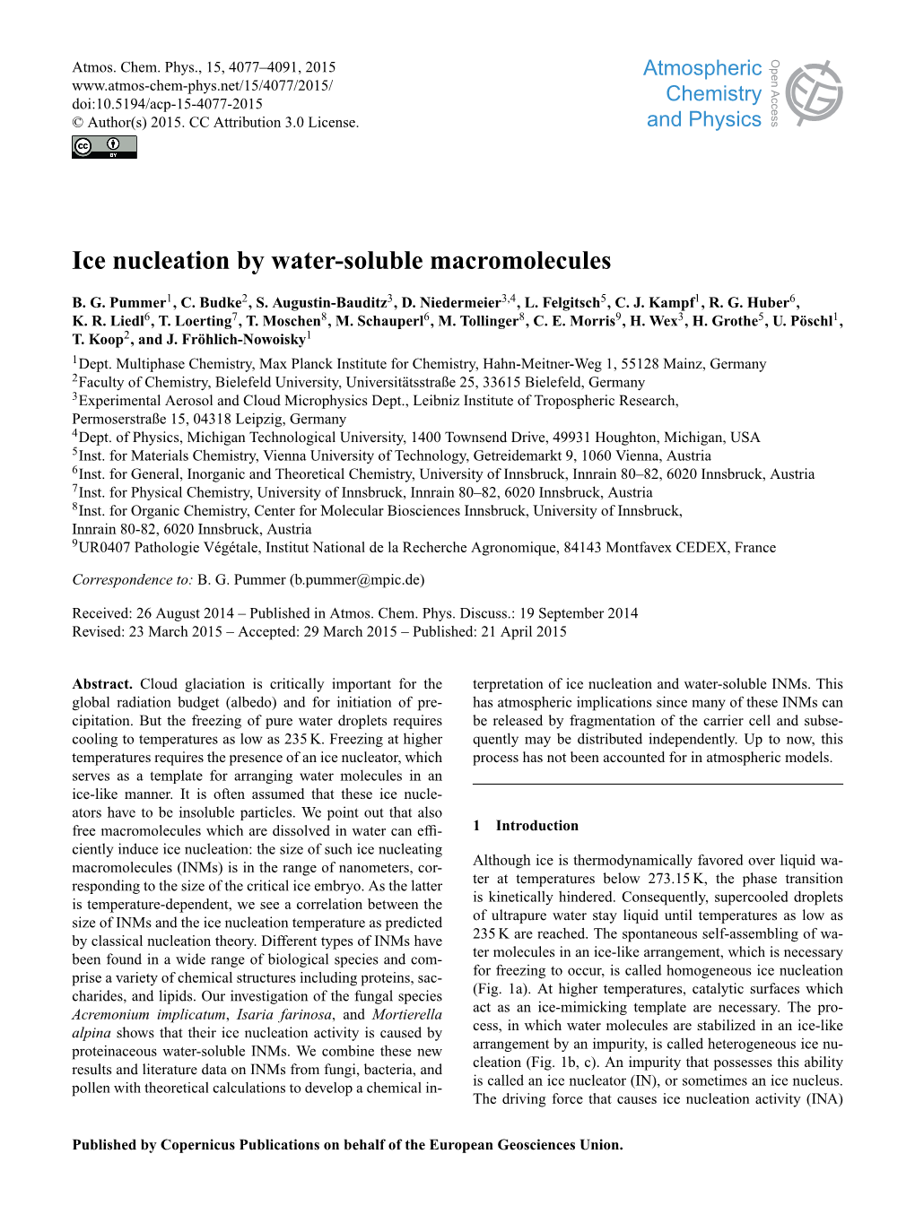 Ice Nucleation by Water-Soluble Macromolecules
