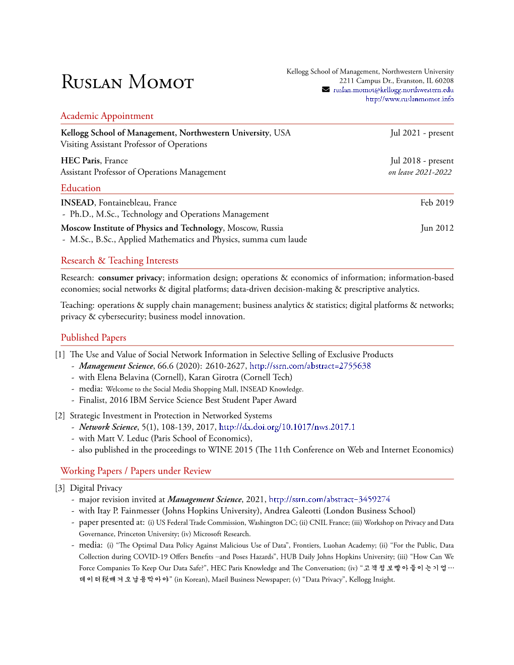 CV Last Updated: September, 2021 Ruslan Momot 3 of 5