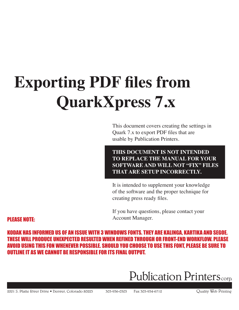 Exporting PDF Files from Quarkxpress 7.X