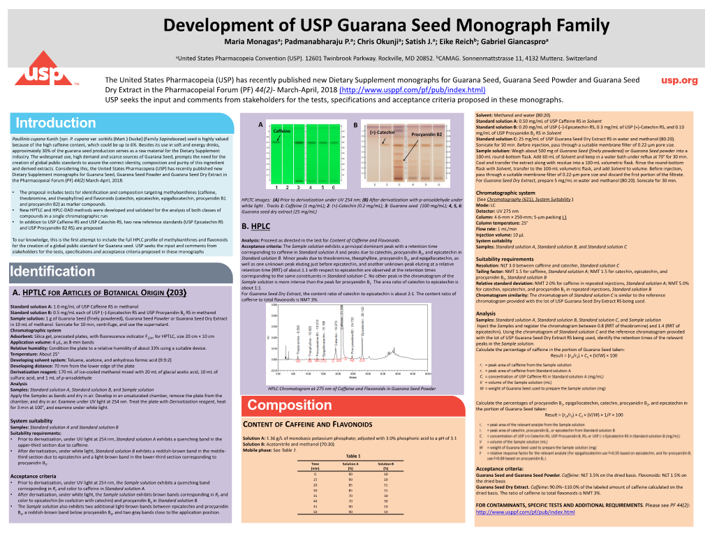 Guarana Seed Monograph Family Maria Monagasa; Padmanabharaju P