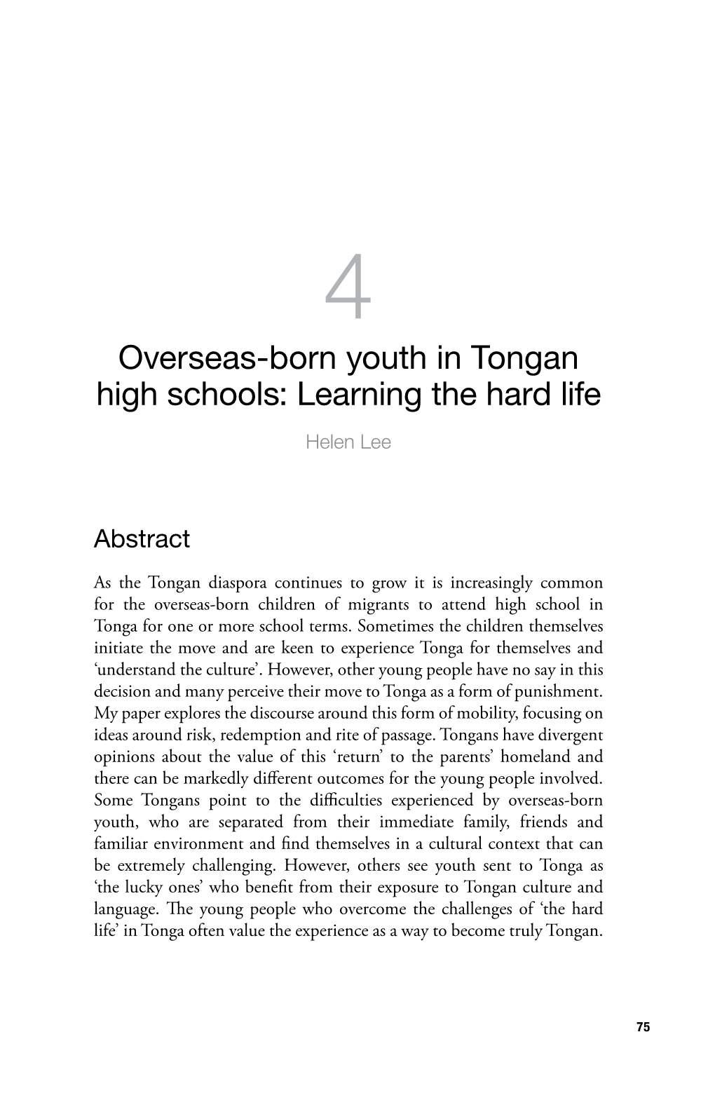 4. Overseas-Born Youth in Tongan High Schools Who They May Not Have Met Before Going to Tonga