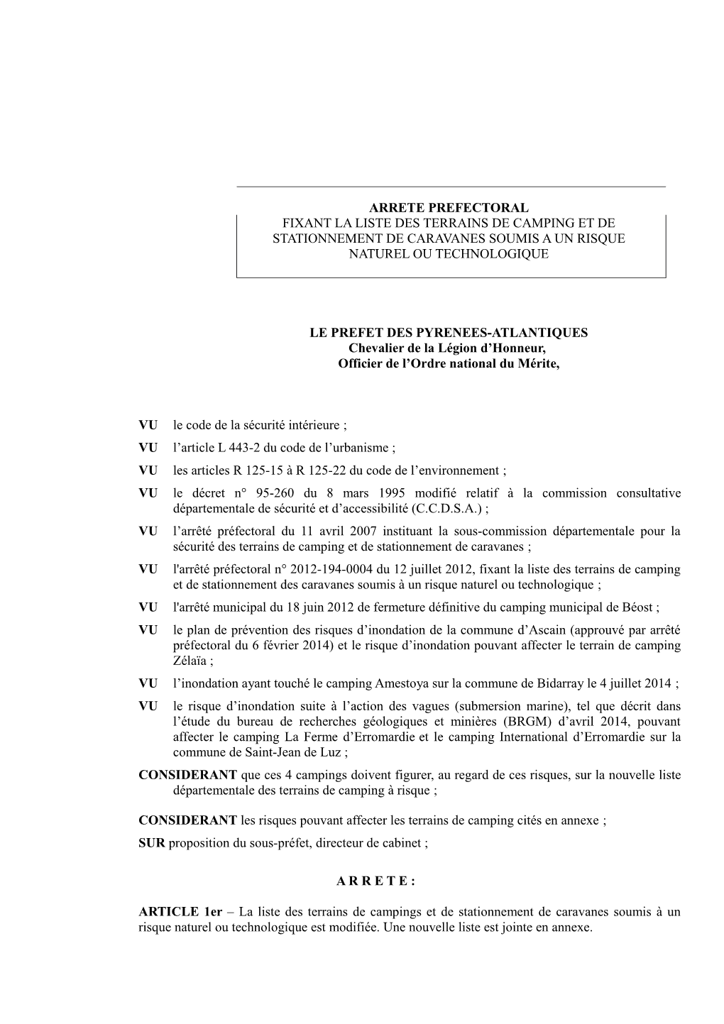 Arrêté Liste Terrains Campings À Risques.Pdf