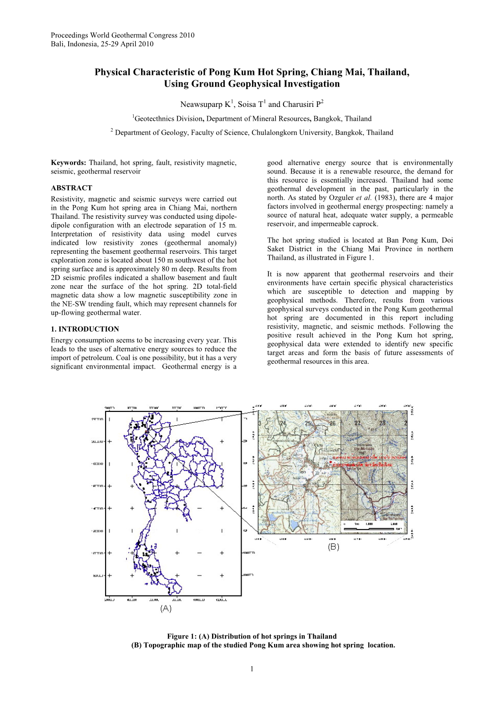 Physical Characteristic of Pong Kum Hot Spring, Chiang Mai, Thailand, Using Ground Geophysical Investigation