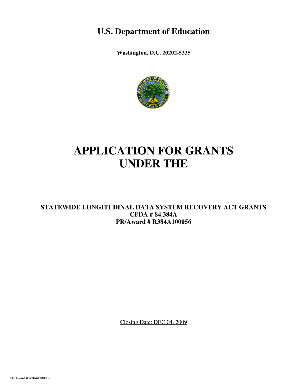 Application for Grants Under The