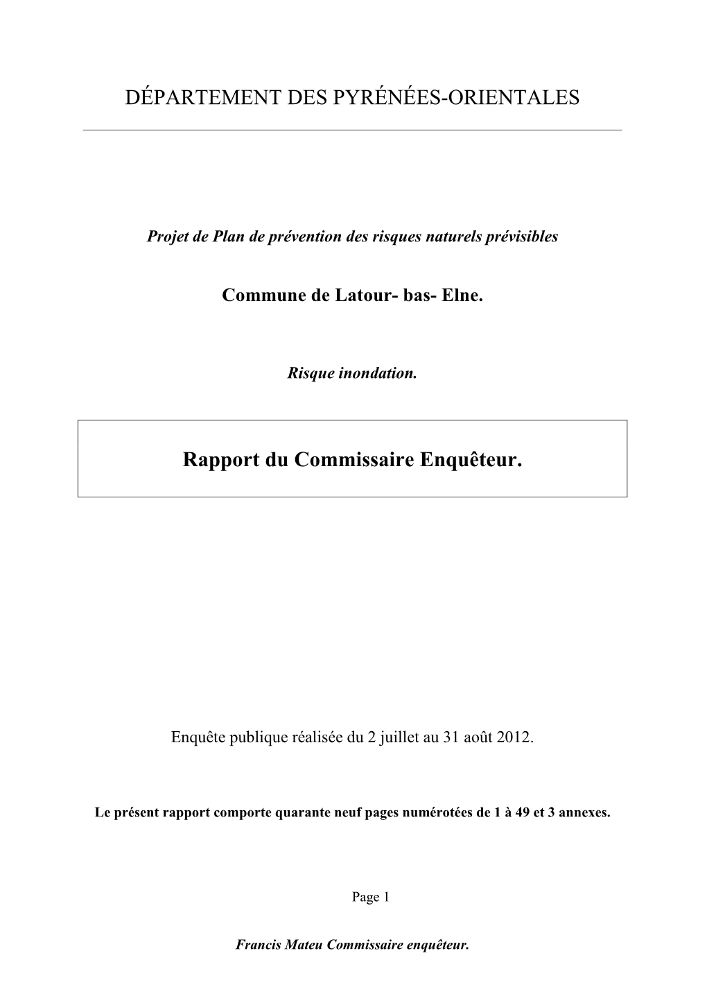 Rapport D'enquête PPRI Latour Bas Elne.Version