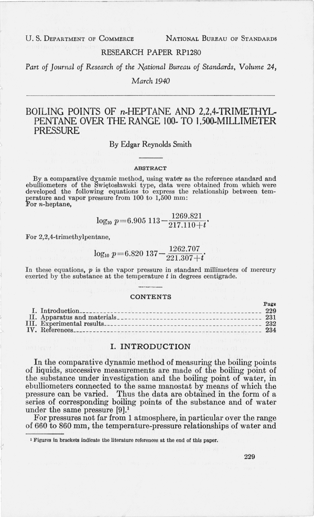 Boiling Points of N-Heptane and 2,2,4-Trimethylpentane Over The