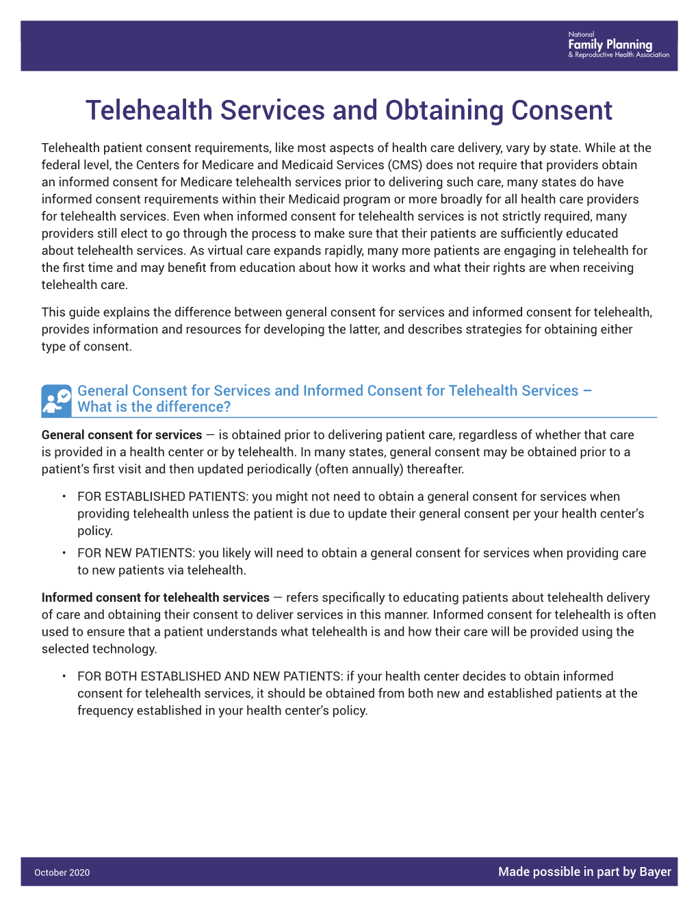 Telehealth Services and Obtaining Consent