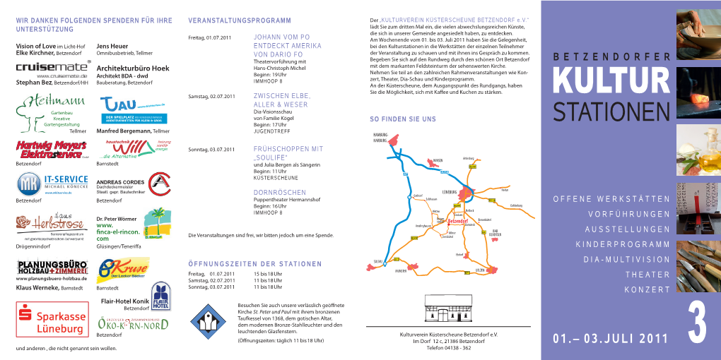 BETZENDORF E.V.“ Lädt Sie Zum Dritten Mal Ein, Die Vielen Abwechslungsreichen Künste, UNTERSTÜTZUNG Die Sich in Unserer Gemeinde Angesiedelt Haben, Zu Entdecken