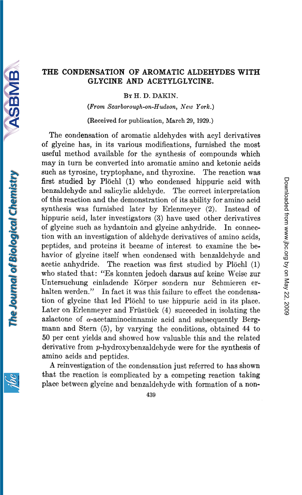 The Condensation of Aromatic Aldehydes with Glycine and Acetylglycine