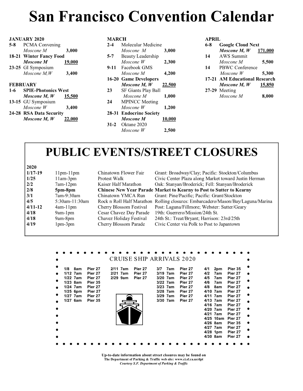 San Francisco Convention Calendar