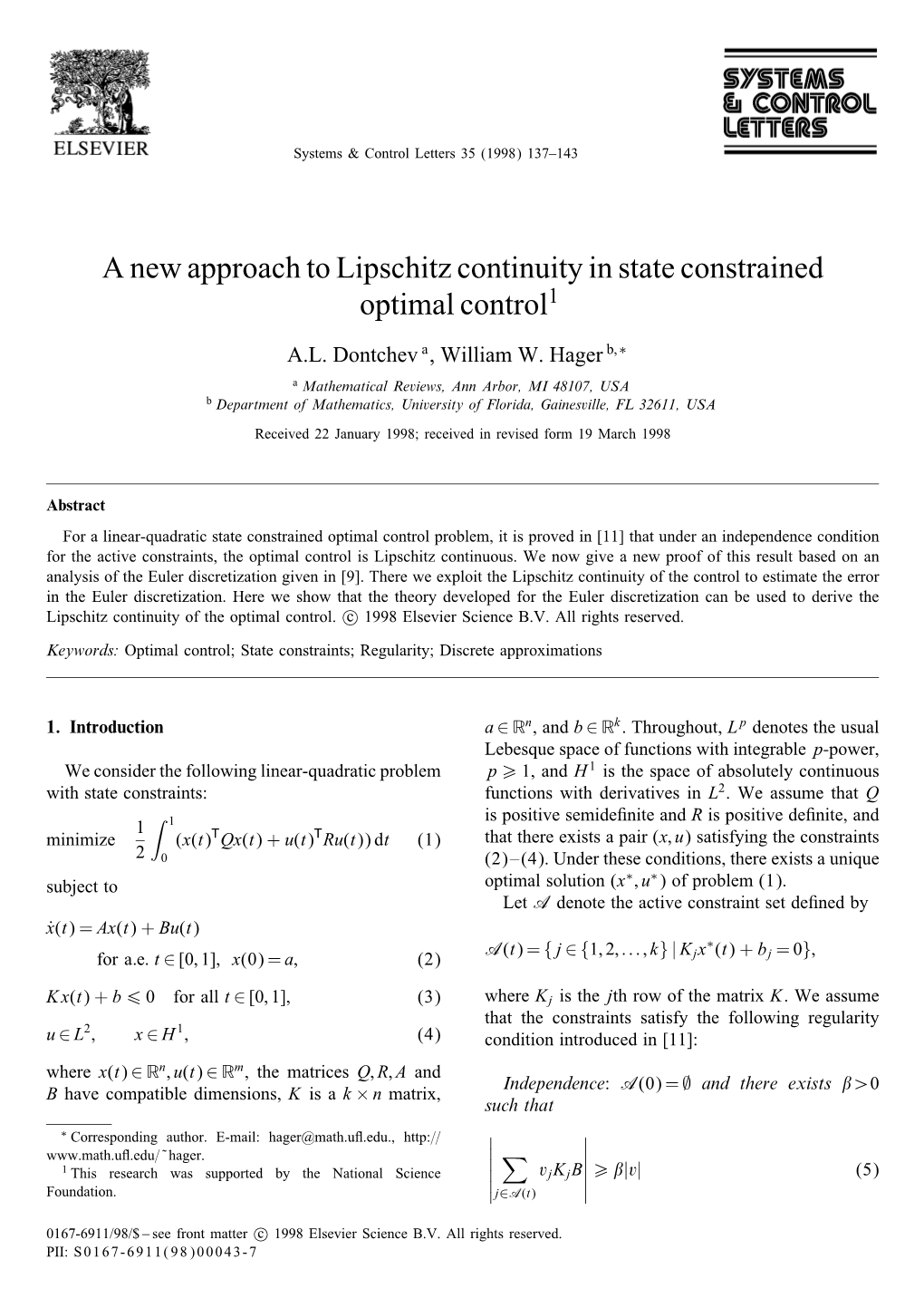 A New Approach to Lipschitz Continuity in State Constrained Optimal Control1