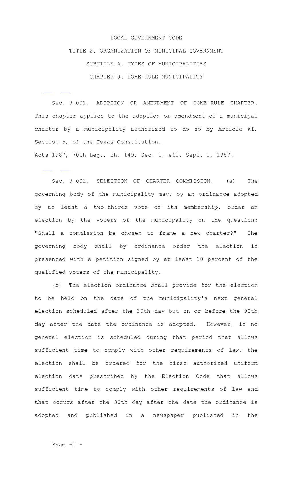 Title 2. Organization of Municipal Government