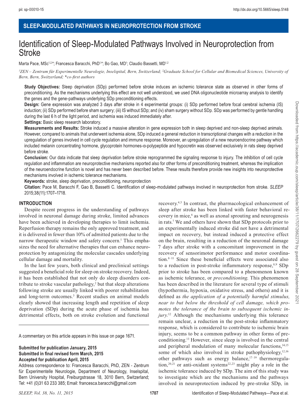 Identification of Sleep-Modulated Pathways Involved In