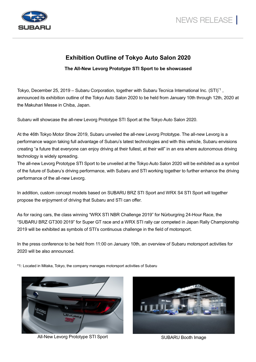 Exhibition Outline of Tokyo Auto Salon 2020