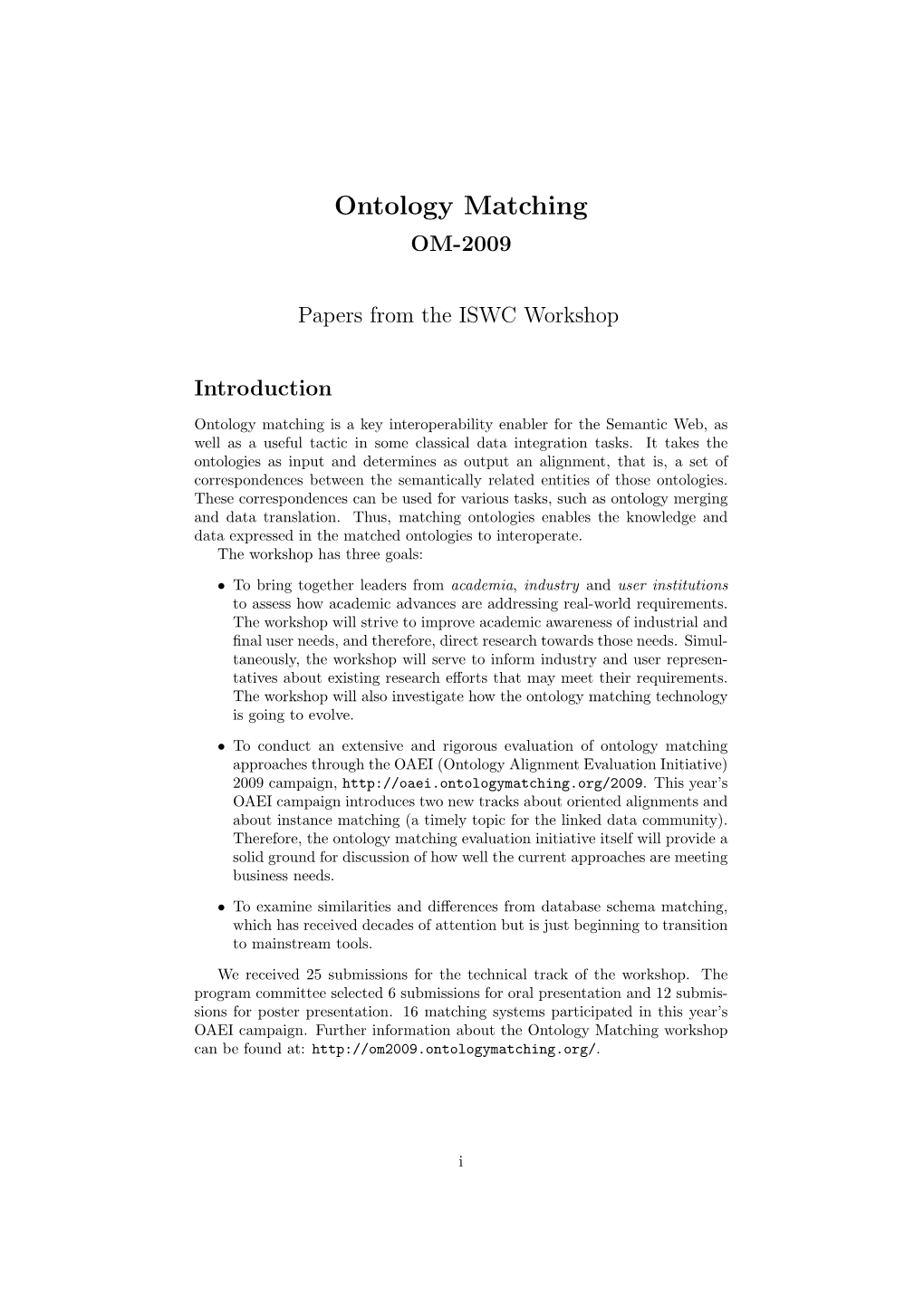 Proceedings Ontology Matching 2009