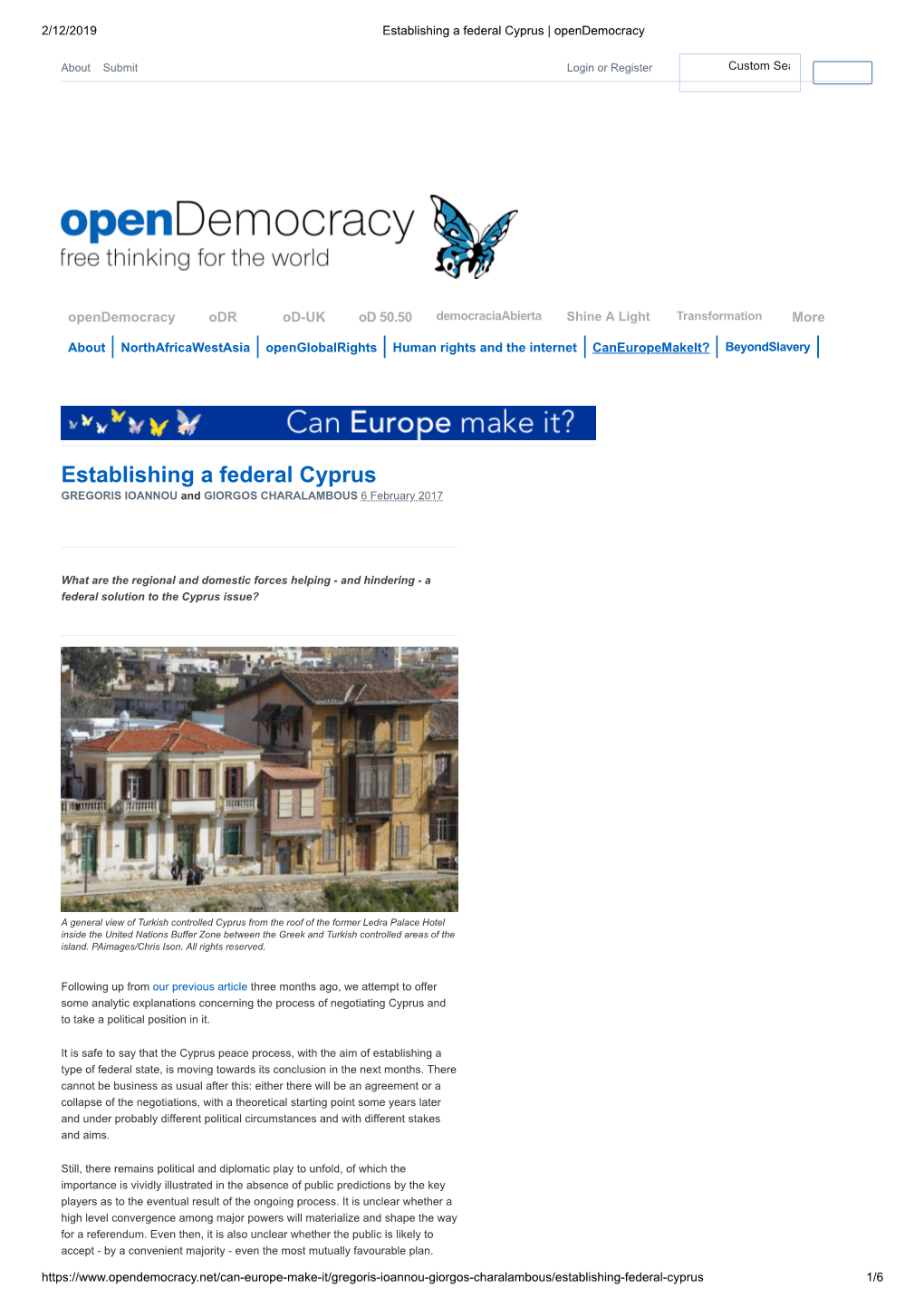 Establishing a Federal Cyprus | Opendemocracy