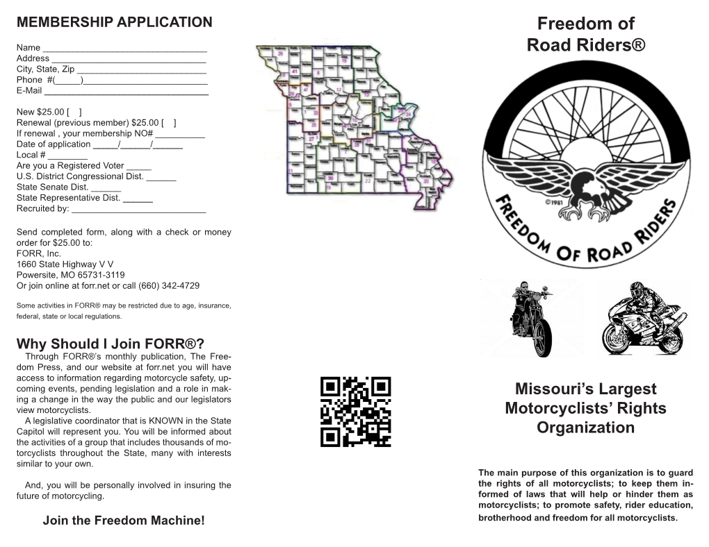 Freedom of Road Riders® Missouri's Largest Motorcyclists' Rights