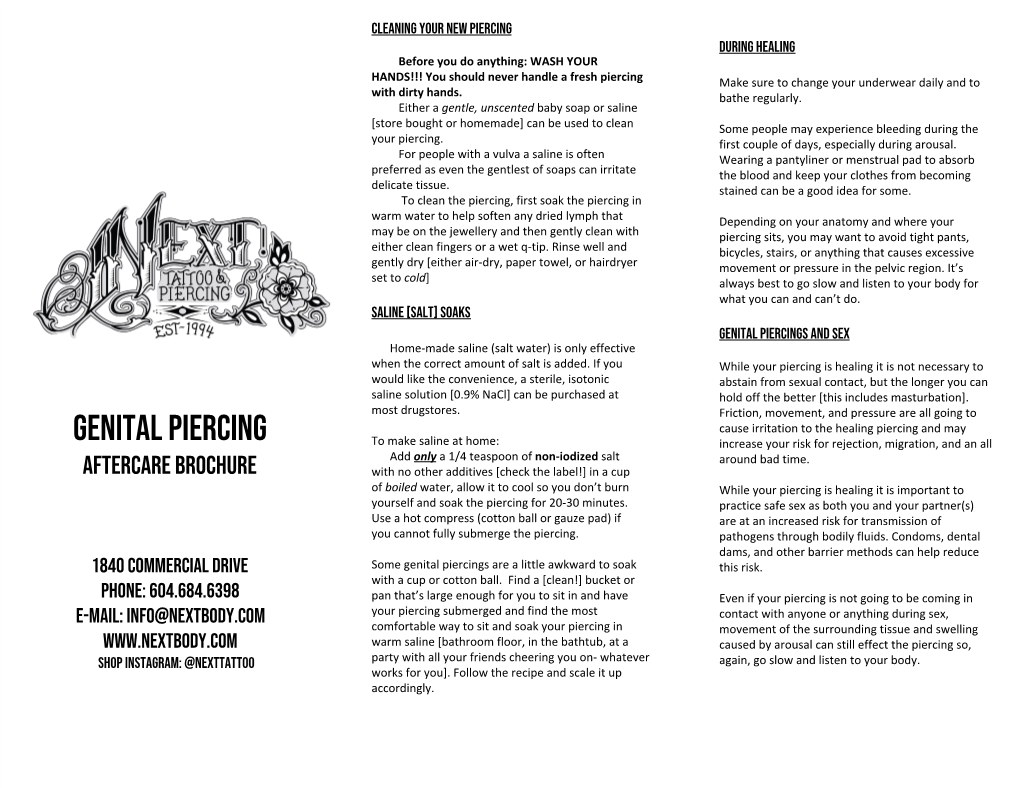 Genital Piercing Aftercare