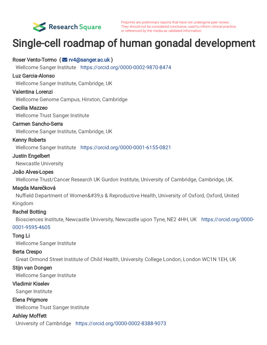 Single-Cell Roadmap of Human Gonadal Development