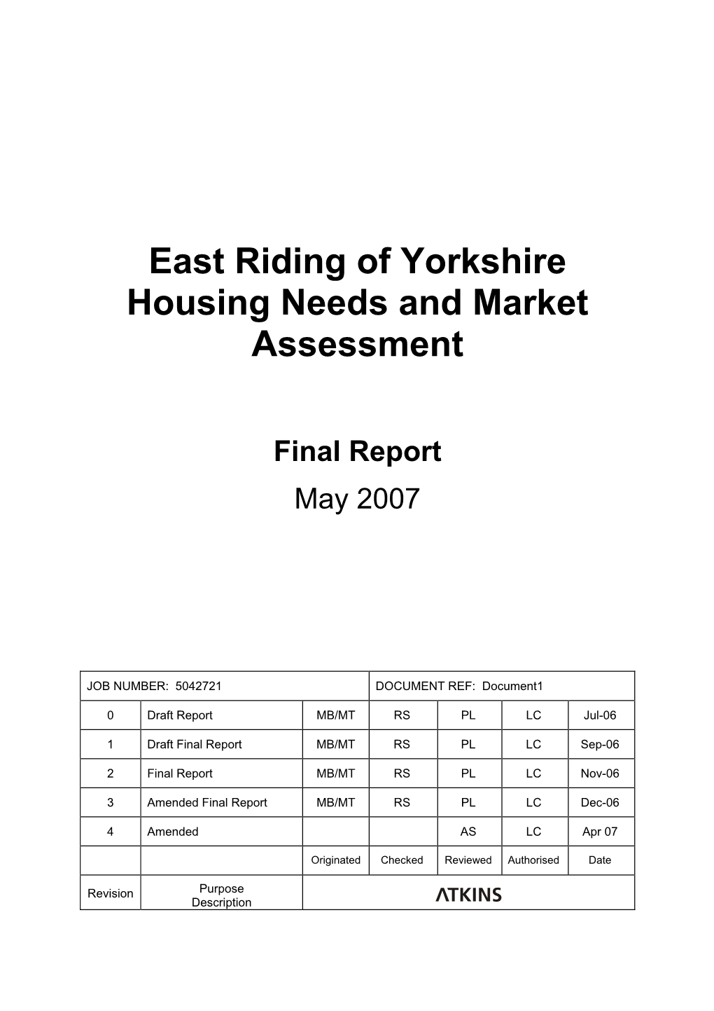 East Riding Housing Needs and Market Assessment