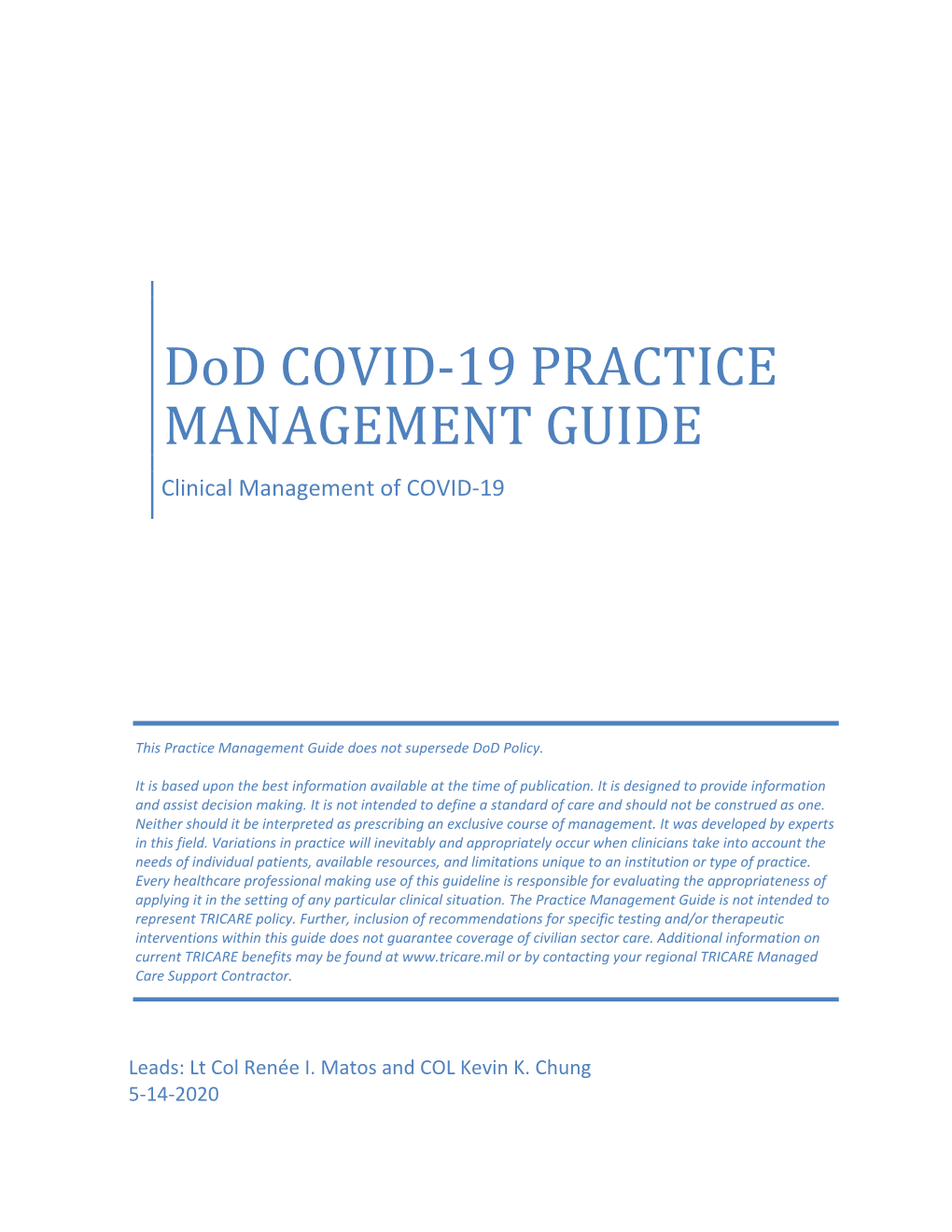 Dod COVID-19 PMG V3