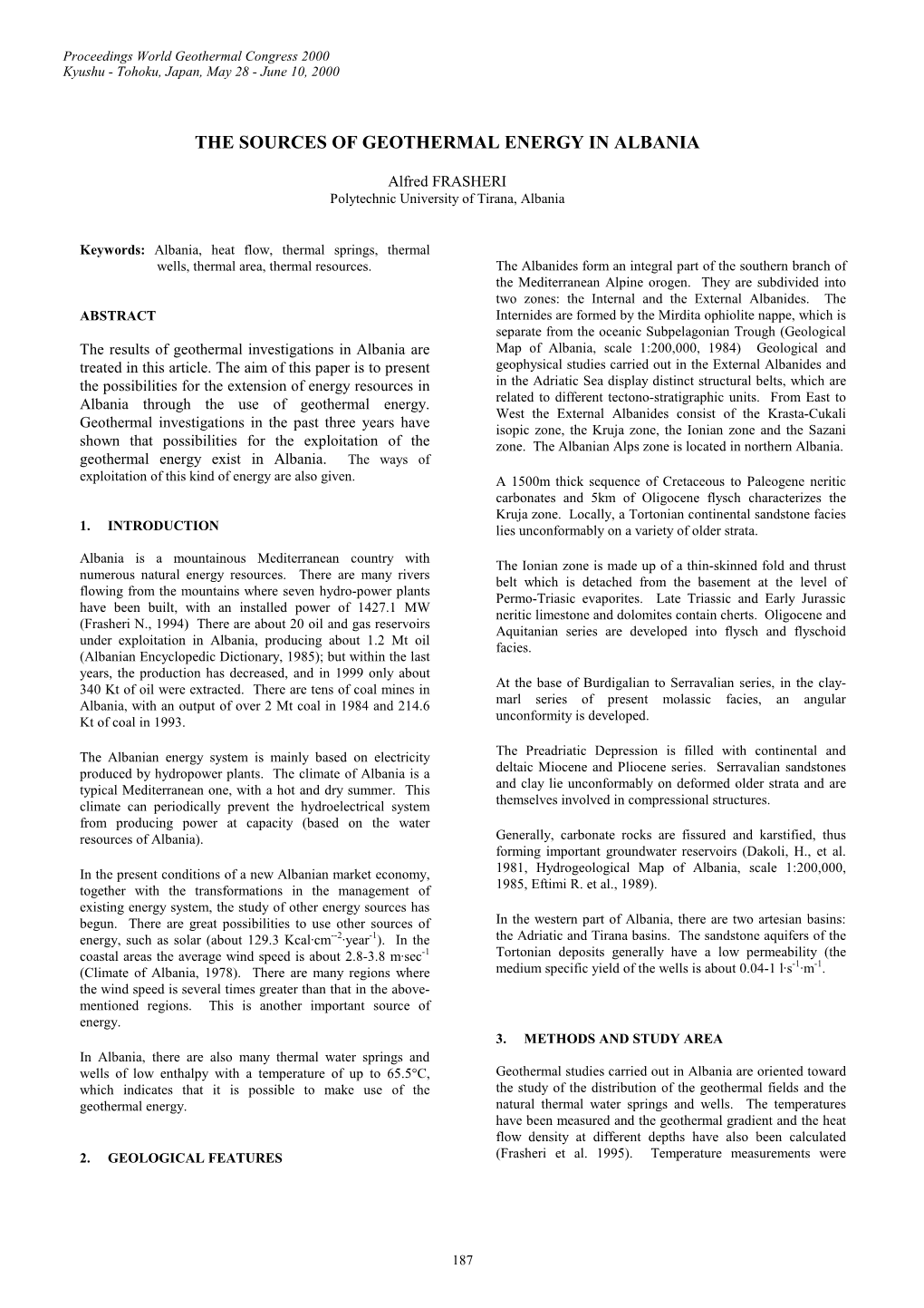 The Sources of Geothermal Energy in Albania