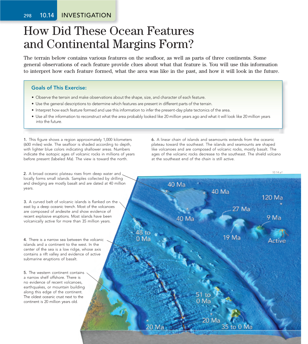 How Did These Ocean Features and Continental Margins Form? the Terrain Below Contains Various Features on the Seaﬂ Oor, As Well As Parts of Three Continents