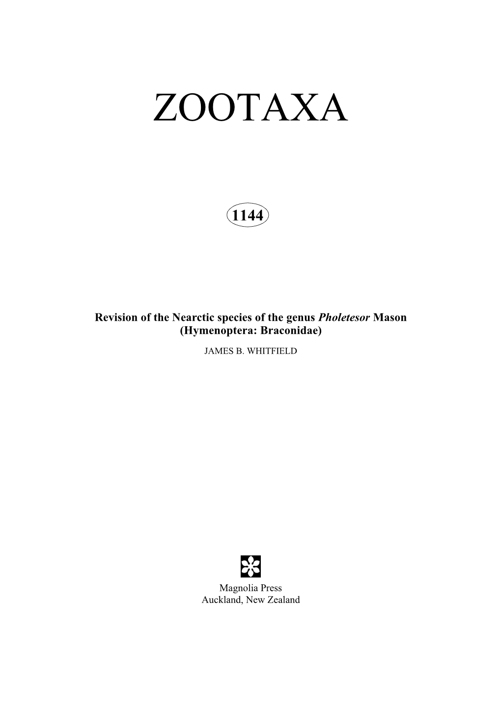 Zootaxa, Pholetesor Mason