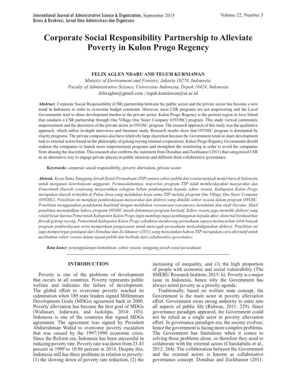 Corporate Social Responsibility Partnership to Alleviate Poverty in Kulon Progo Regency