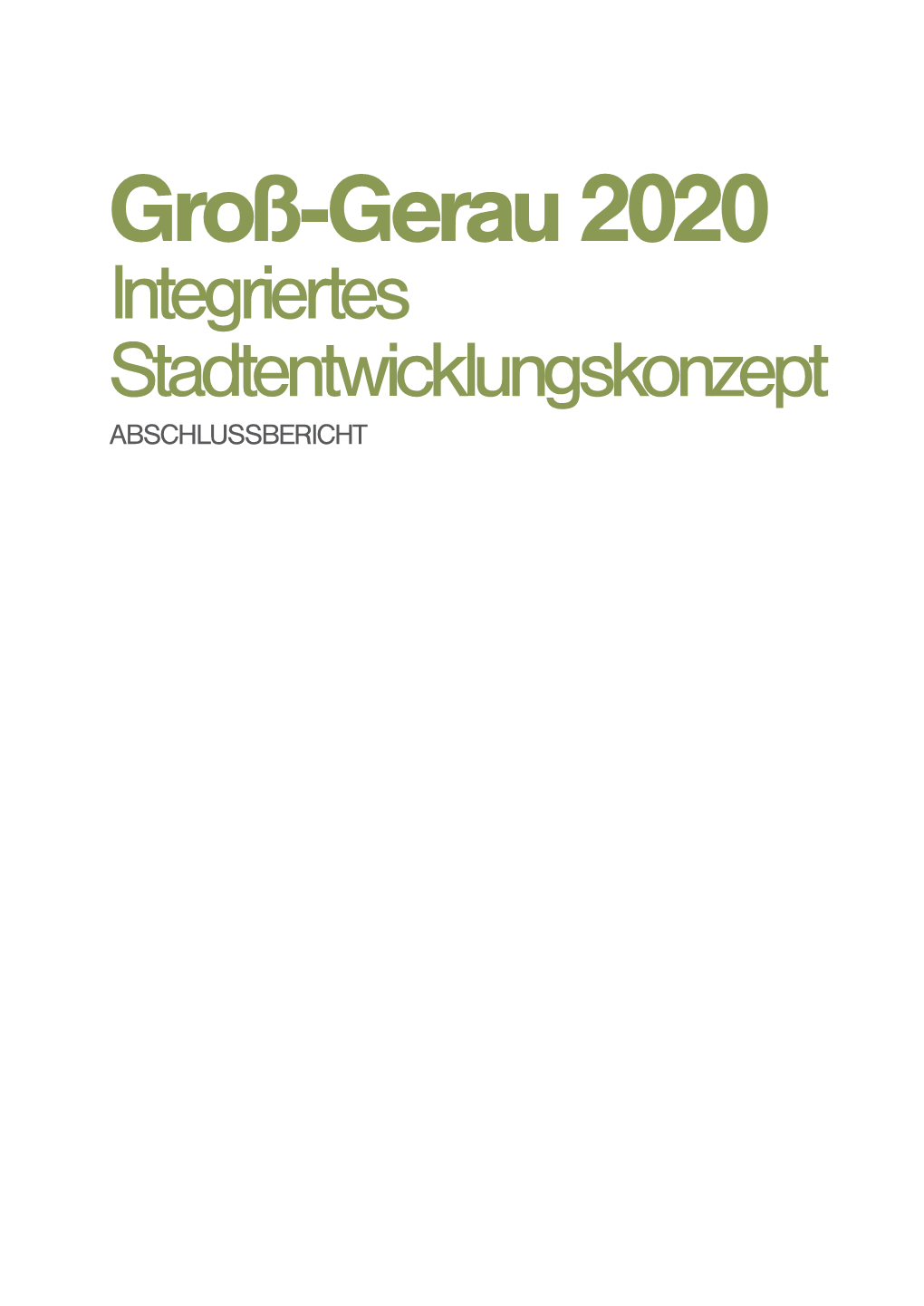 Groß-Gerau 2020 Integriertes Stadtentwicklungskonzept ABSCHLUSSBERICHT VORWORT