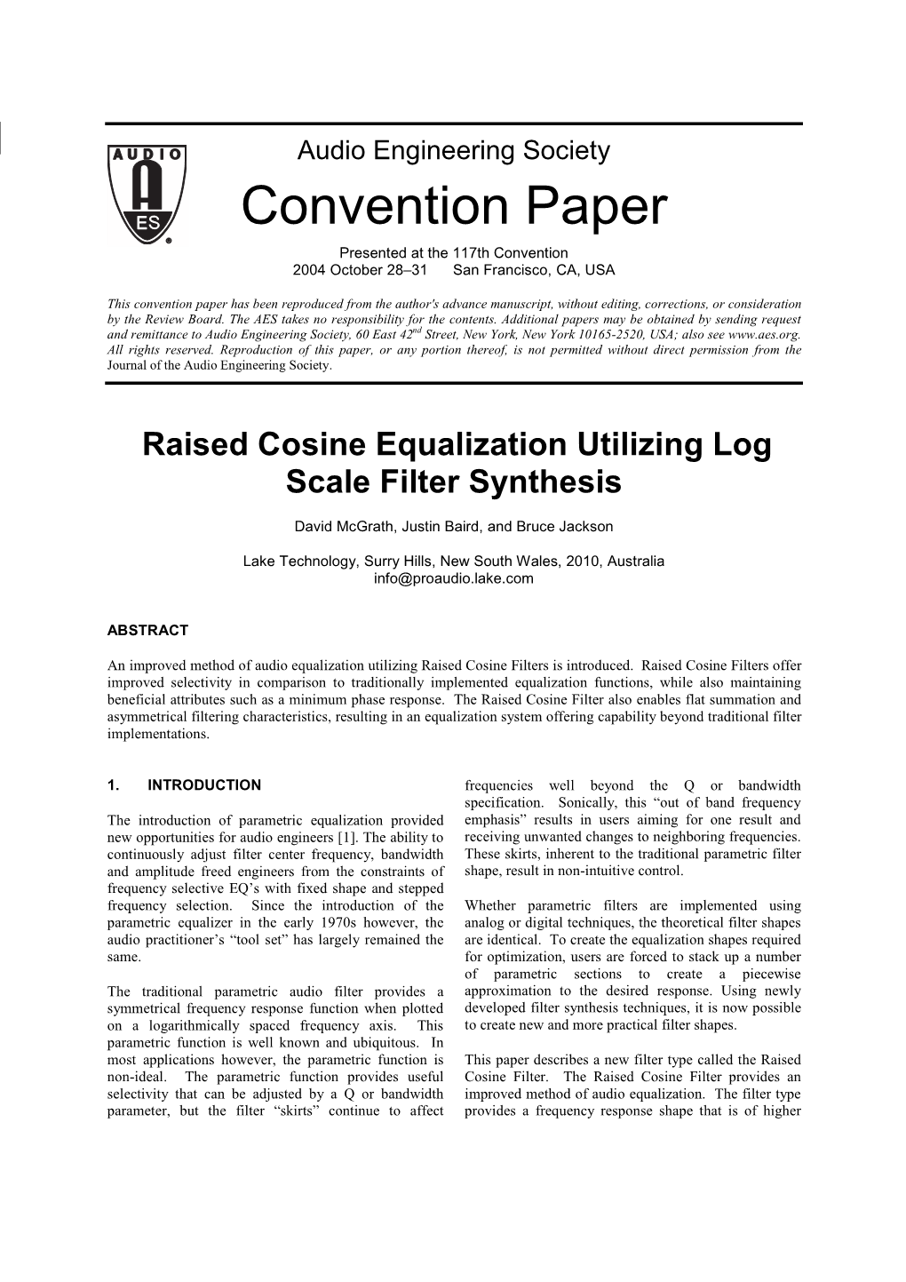 Convention Paper