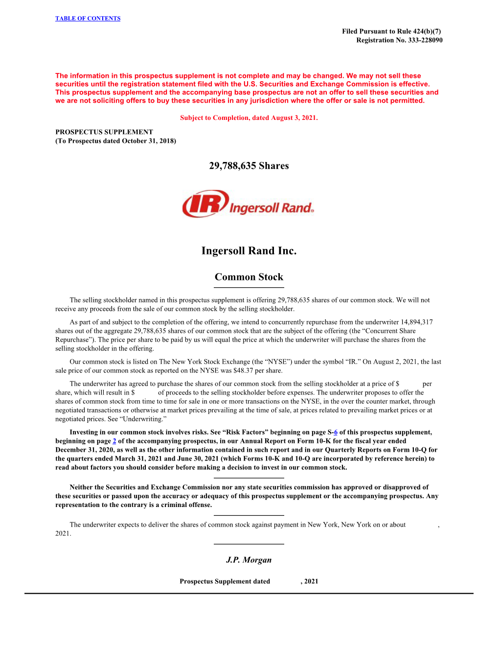 Ingersoll Rand Inc