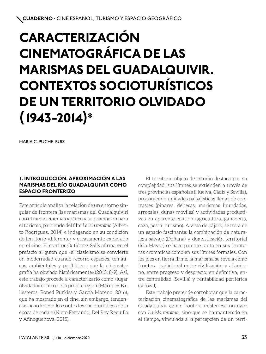 Caracterización Cinematográfica De Las Marismas Del Guadalquivir
