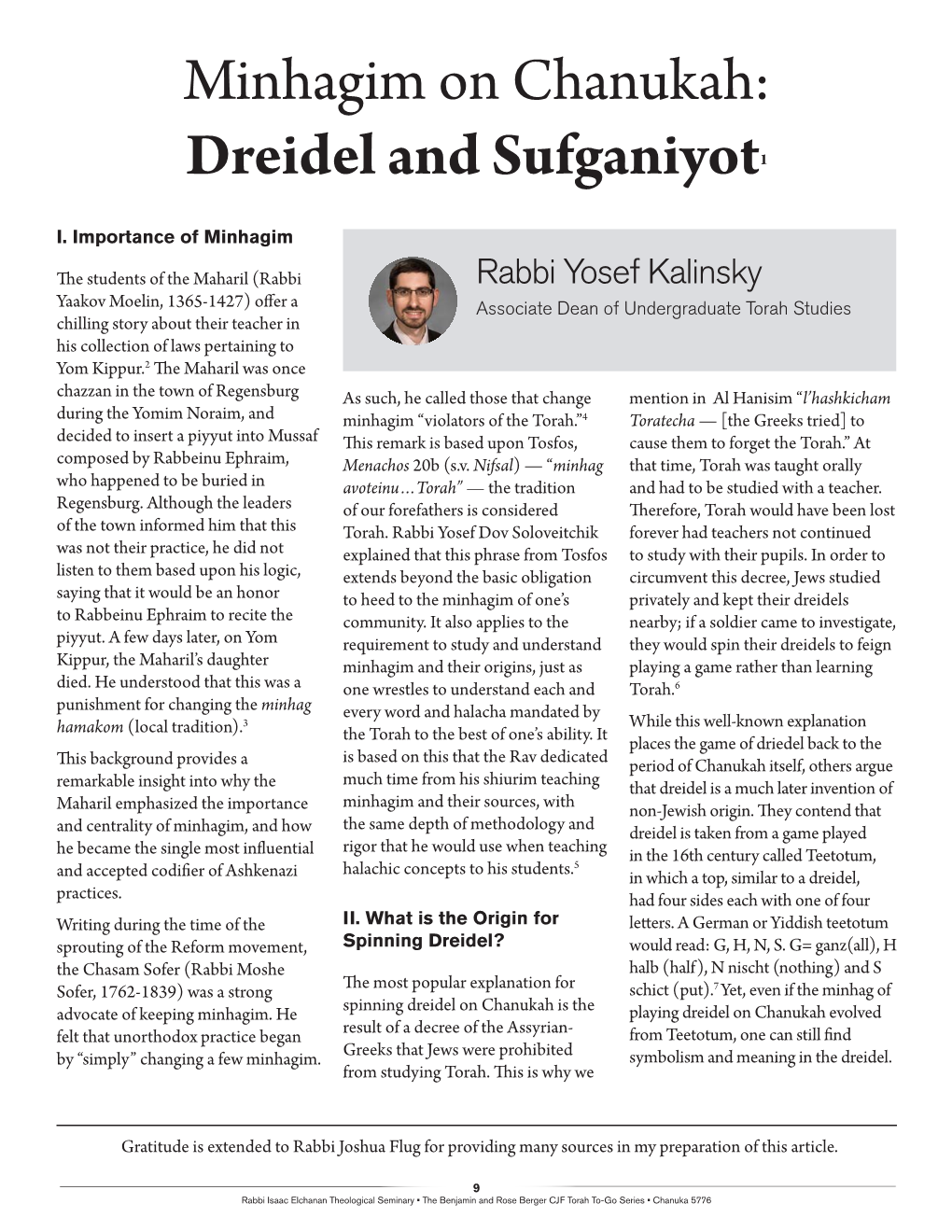 Minhagim on Chanukah: Dreidel and Sufganiyot1