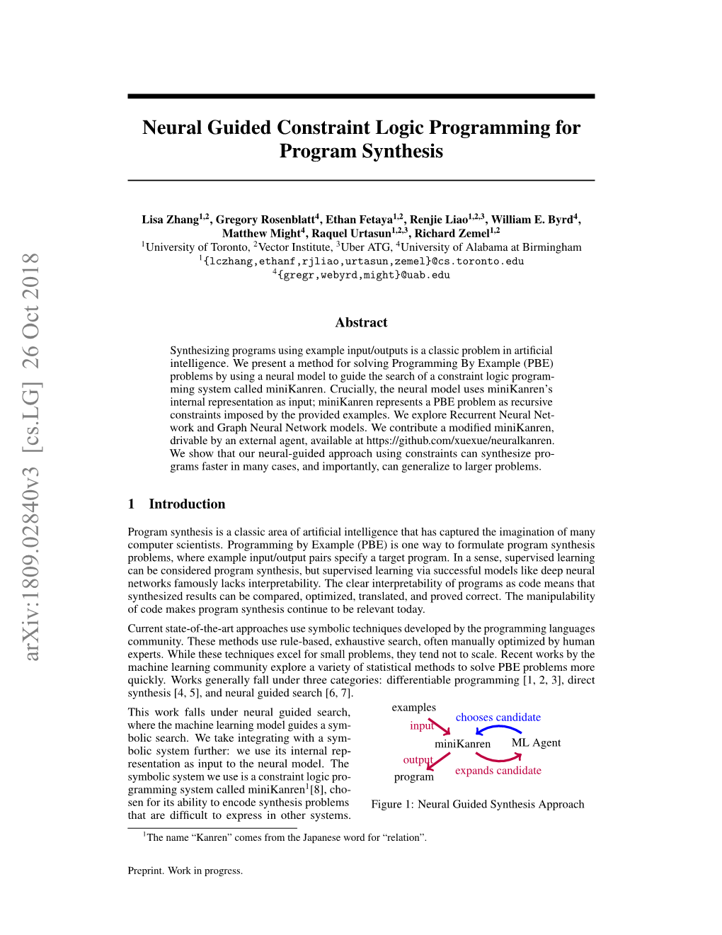 Neural Guided Constraint Logic Programming for Program Synthesis