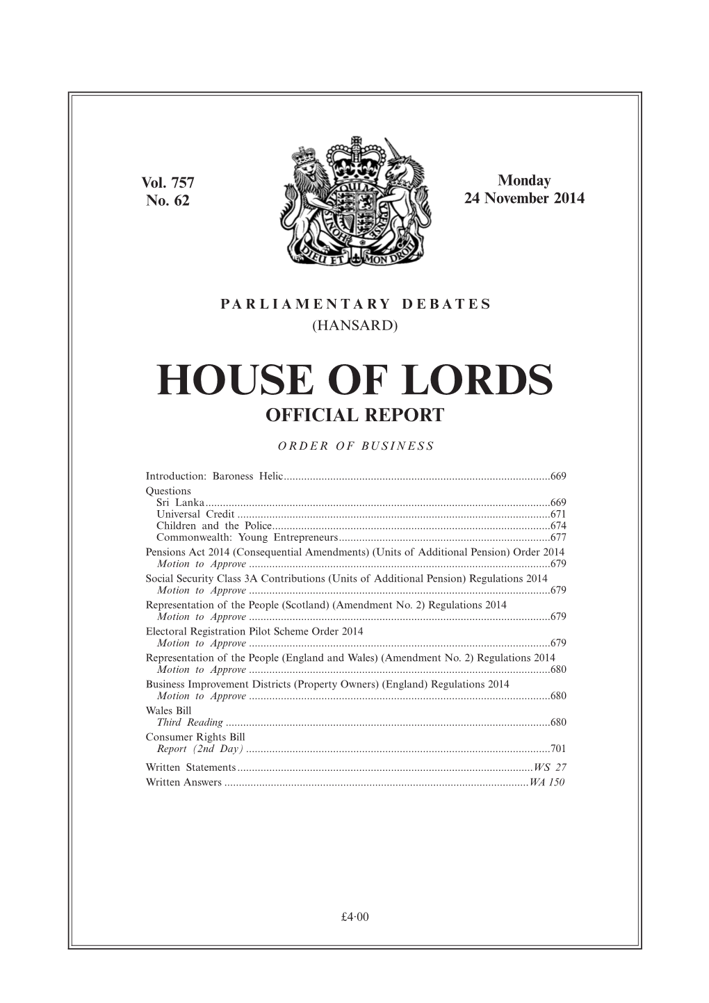 House of Lords Official Report