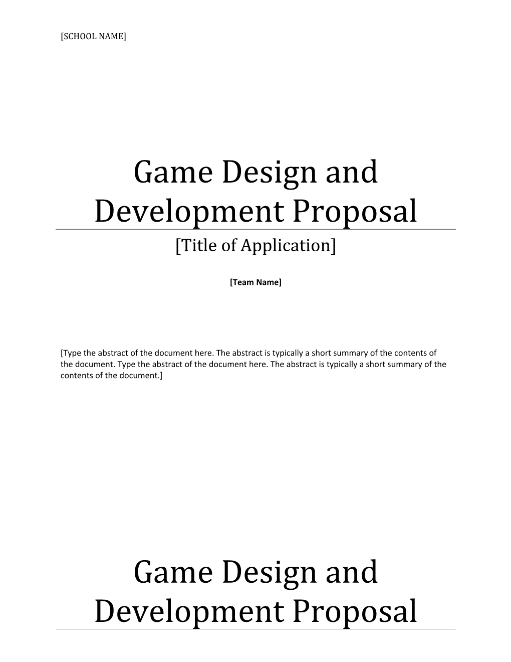 Game Design and Development Proposal