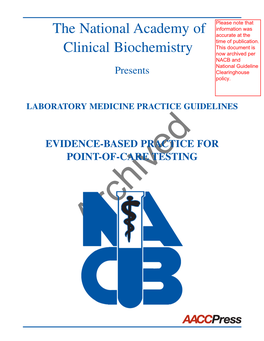 Evidence-Based Practice for Point-Of-Care Testing