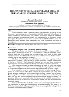 A Comparative Study of Maulana Rumi and Shah Abdul Latif Bhittai