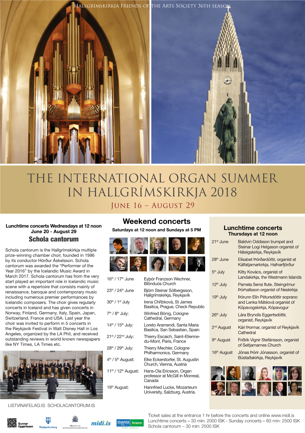 THE INTERNATIONAL ORGAN SUMMER in HALLGRÍMSKIRKJA 2018 June 16 – August 29