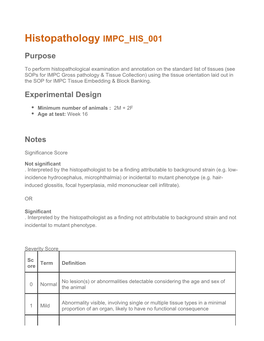 Histopathology IMPC HIS 001