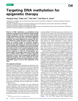Targeting DNA Methylation for Epigenetic Therapy