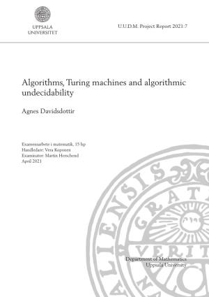 Algorithms, Turing Machines and Algorithmic Undecidability