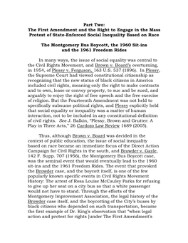 Part Two: the First Amendment and the Right to Engage in the Mass Protest of State-Enforced Social Inequality Based on Race