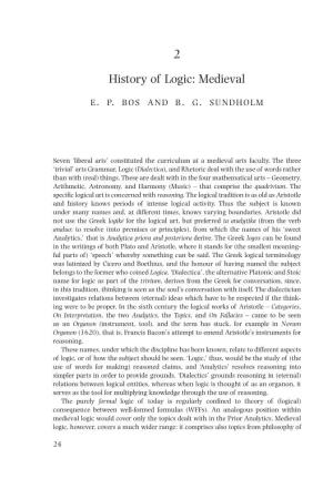 2 History of Logic: Medieval