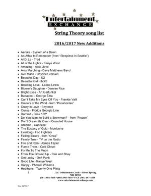 String Theory Song List