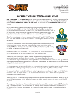 Ucf's Frost Wins 2017 Eddie Robinson