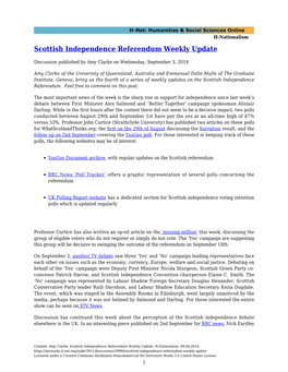 Scottish Independence Referendum Weekly Update