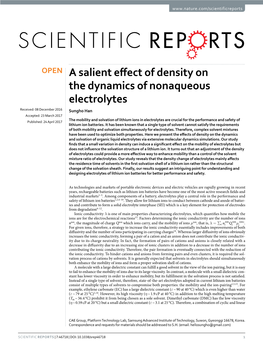 A Salient Effect of Density on the Dynamics of Nonaqueous Electrolytes